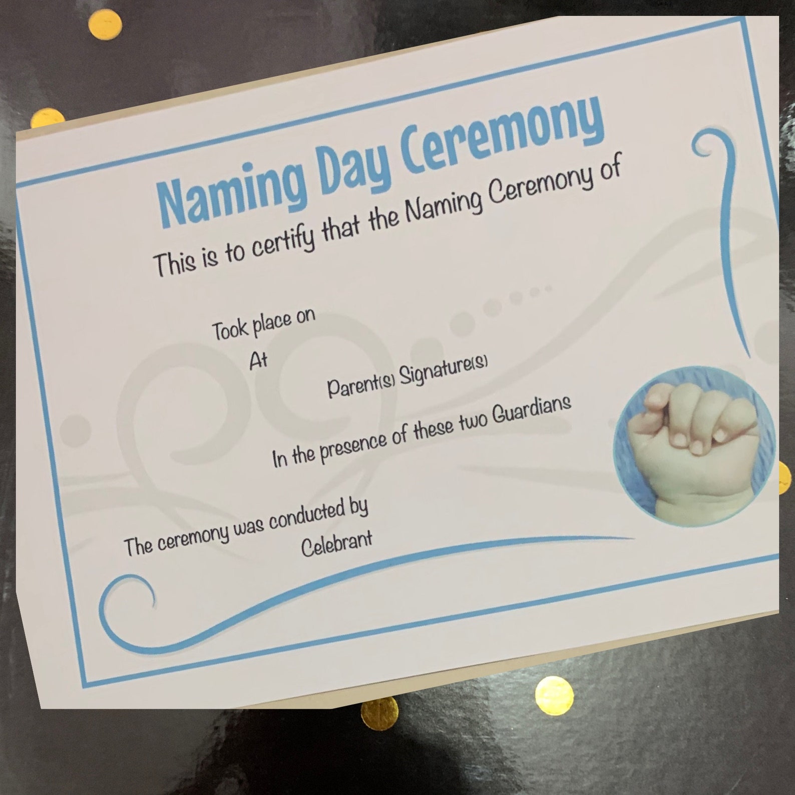 Baby Boy Naming Day Certificate Etsy