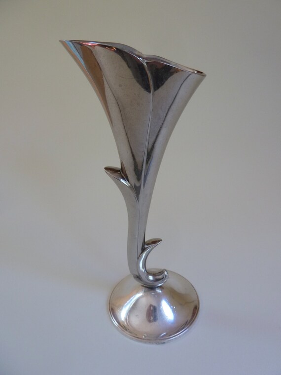Vintage Silver Plated Bud Vase Art Nouveau Style Metal Vase Etsy