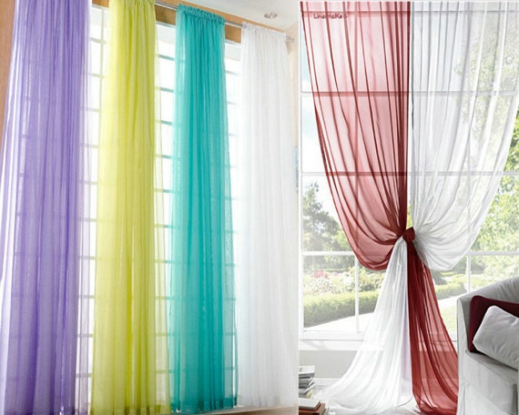 Custom Size Solid Color Tulle Voile Door Window Curtain Drape Etsy