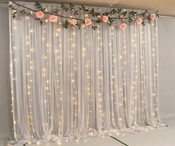 Grey Tulle Wedding Backdrop For Reception Romantic Full Etsy