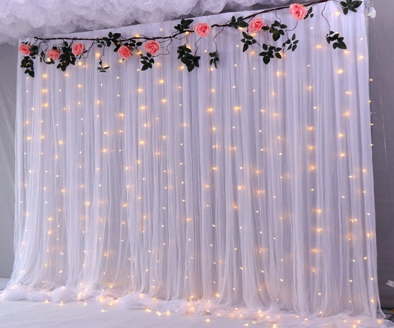 White Tulle Wedding Backdrop For Reception Romantic Full Etsy