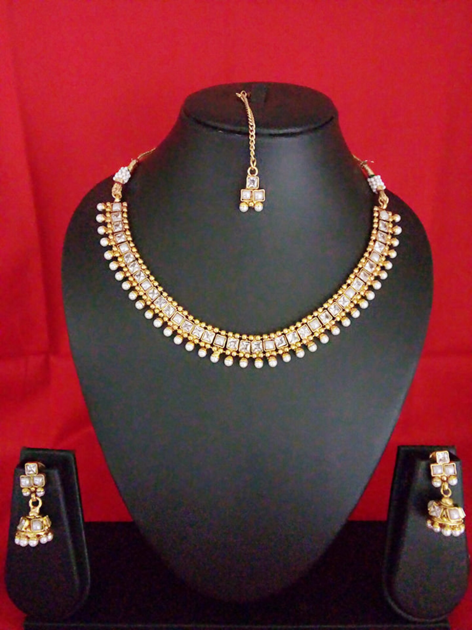 Indian Fashion Jewelry Necklace Set Bollywood Ethnic Gold Etsy