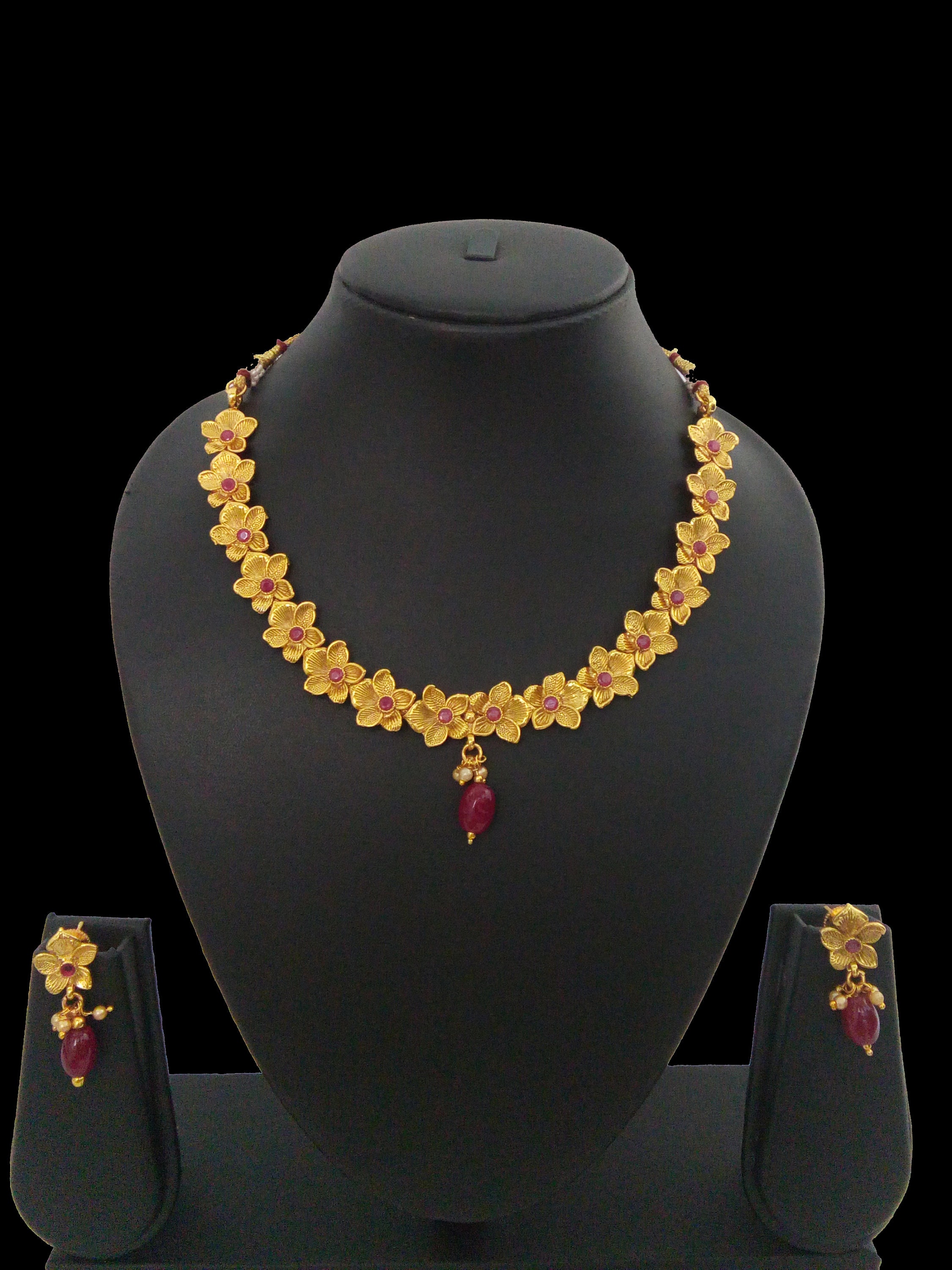 Indian Jewelry Bollywood Flower Necklace Set Ethnic Gold Etsy
