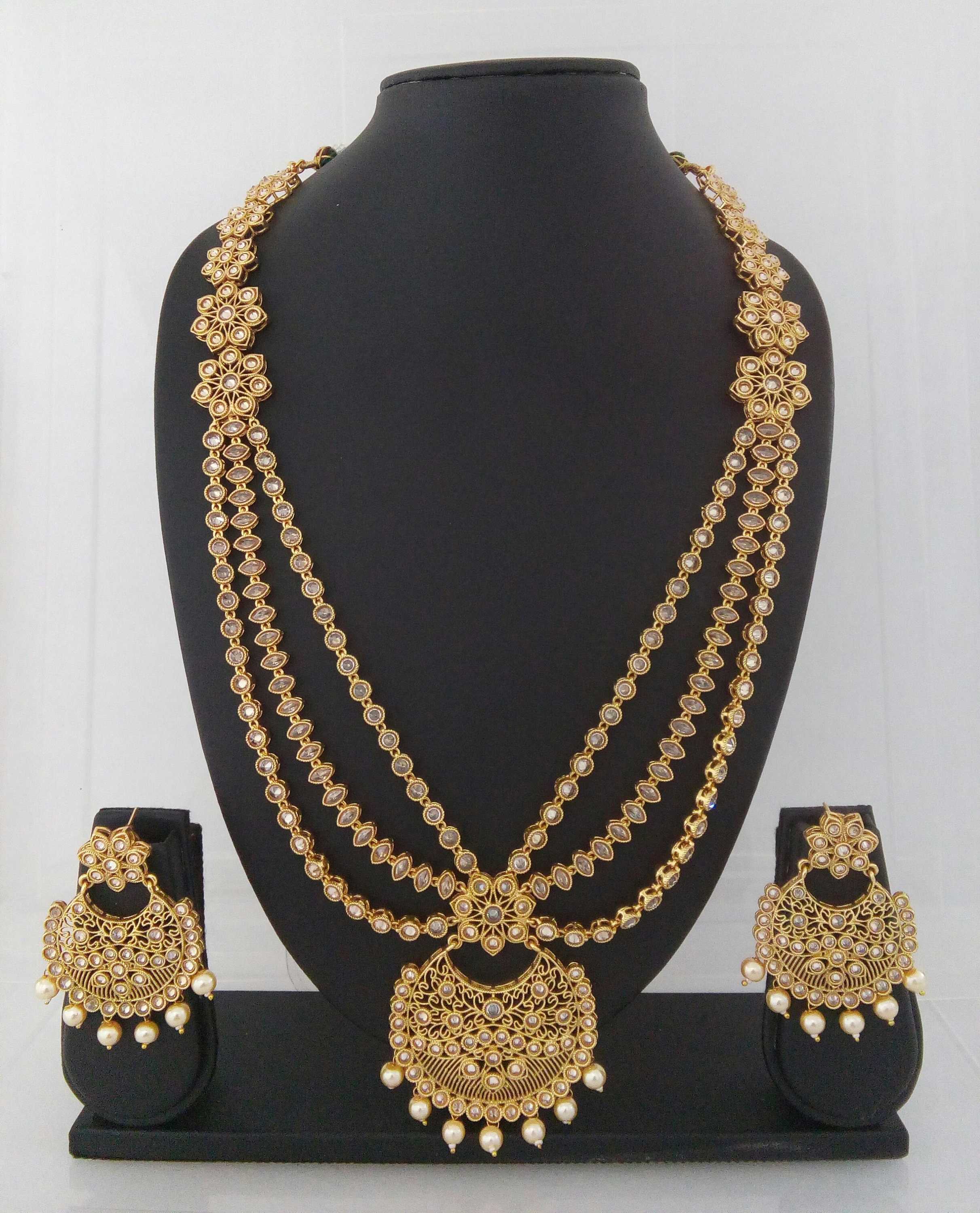 Indian Jewelry Long Necklace Set Earrings Set Bollywood Ethnic