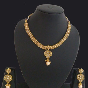 Indian Jewelry Necklace Set Bollywood Necklace Earring Set Ethnic Gold Plated Traditional Set wedding Necklace set