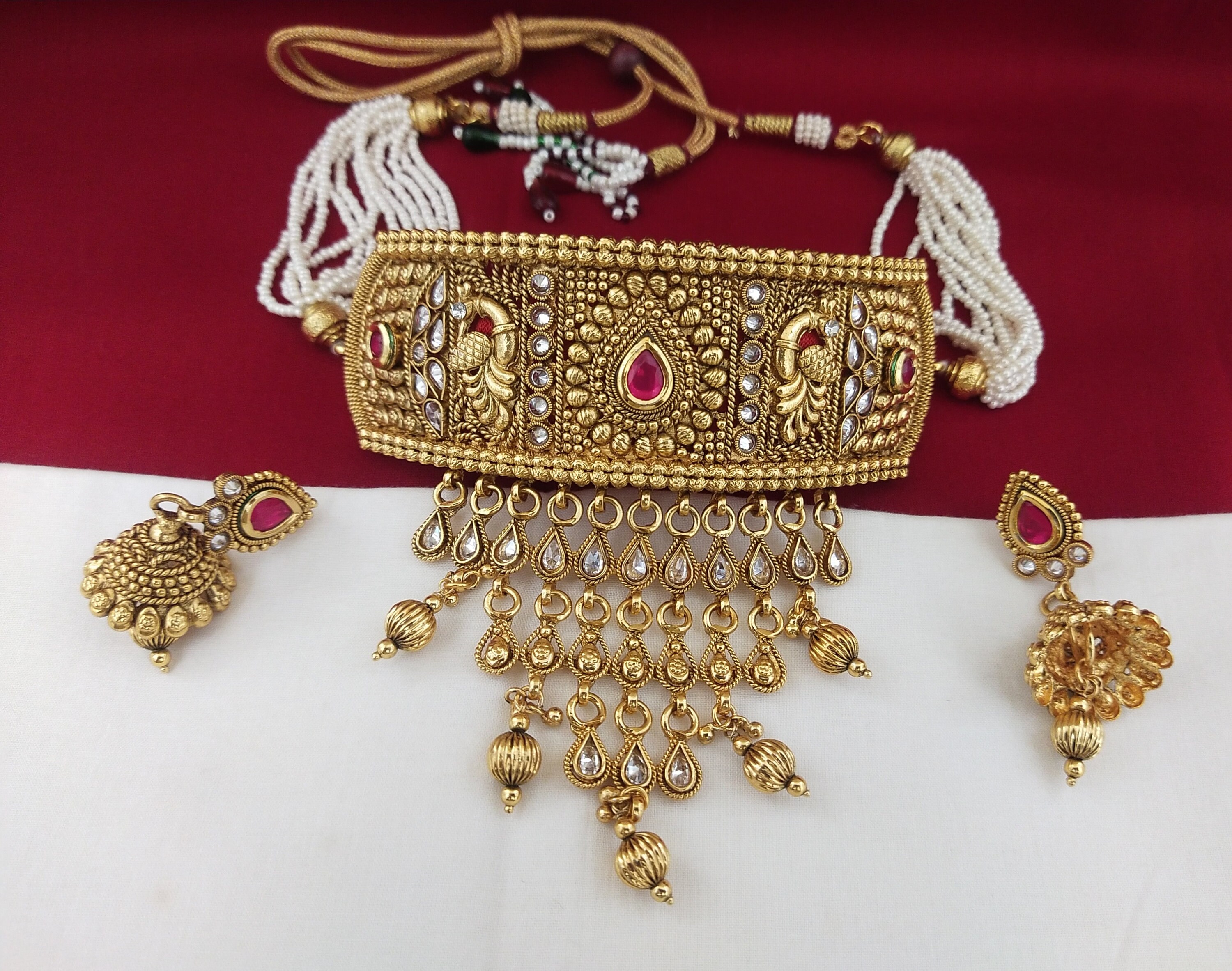 Handmade Indian Jewelry Set Bollywood Choker Necklace Earring Set