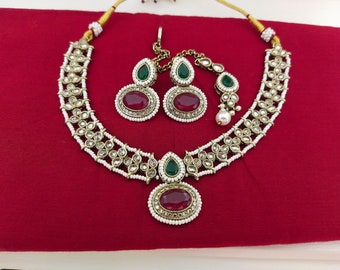 Set di collane di gioielli indiani Bollywood etnico Mehandi placcato gioielli da indossare per feste di compleanno