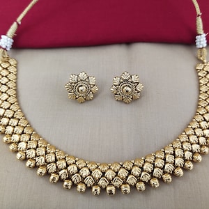Indian Jewelry Necklace Set Bollywood Necklace Earring Set Ethnic Gold Plated Traditional Set wedding