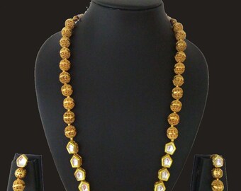 Long Matar Mala Necklace and Earrings 