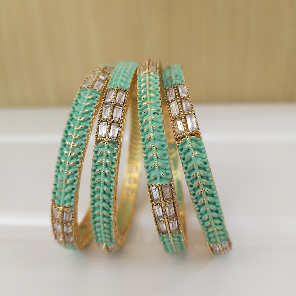 Indian Jewelry 4 Piece Bangle Bollywood Bangle Ethnic Gold Plated Traditional 4 Piece Bangle Jewelry