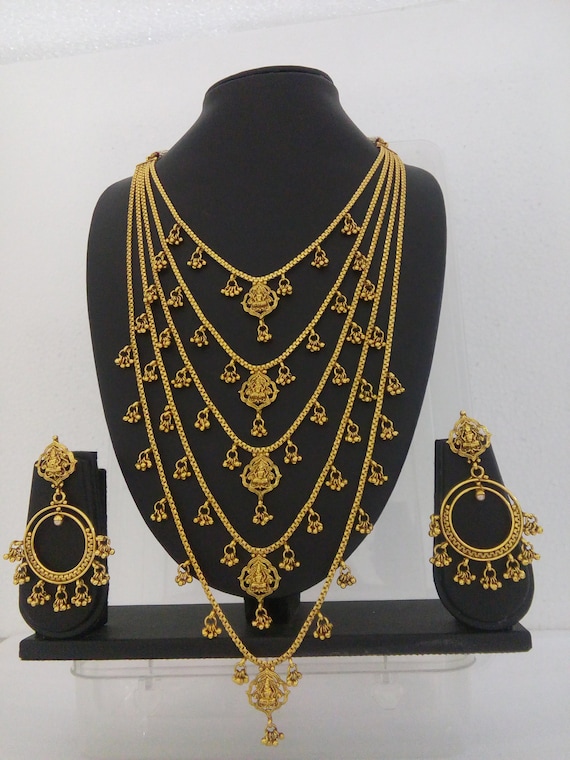 22K Gold Temple Jewellery Necklace Sets -Indian Gold Jewelry -Buy Online