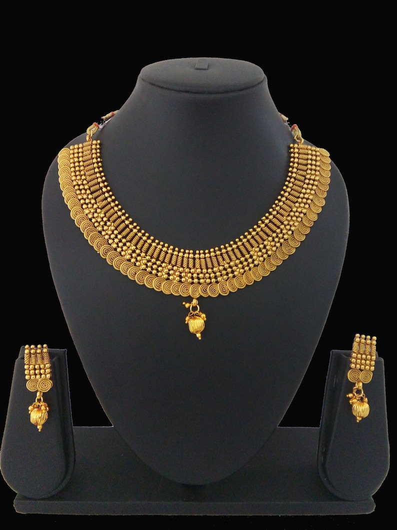 Indian Jewelry Set Bollywood Necklace Earring Set Ethnic Gold Plated Traditional Set