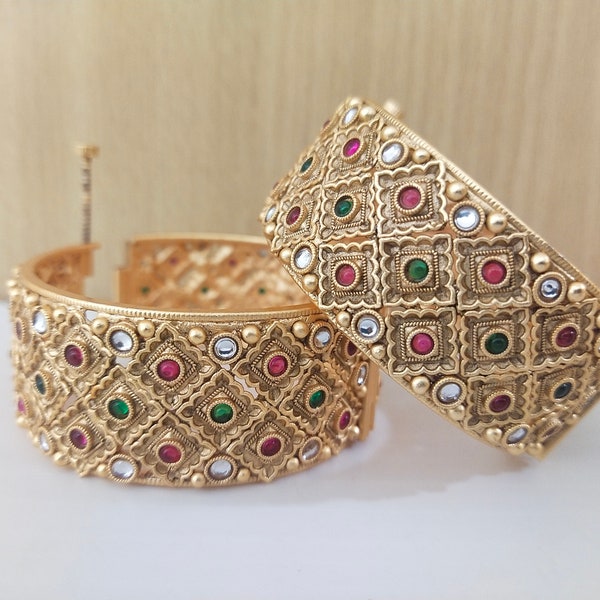 Indian Jewelry Bollywood Rajwadi Polish Traditional Bangle Ethnic Gold Plated Traditional Bangles Party wear Bangles Jewelry