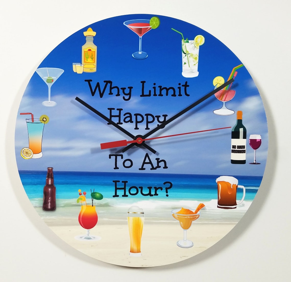 Happy Hour Theme 10 Fun Wall Clock Why Limit Happy To Etsy