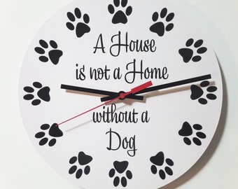 Dog Theme 10" Wall Clock - paw print design. Ready to hang, no assembly required.