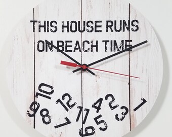 Beach Clock - Weathered Wood Looking Funny 10" Wall Clock