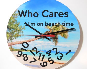 Reloj de pared Beach Time de 10 pulgadas: Divertido reloj de playa, listo para colgar