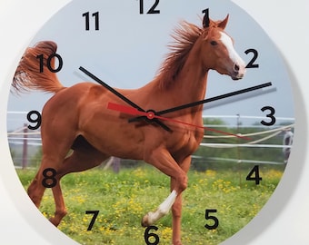 Horse 10" Wall Clock. Ready to hang, no assembly required.