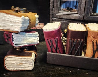 Mini Leather Journals [Set of 3] - Tiny Vintage Scrapbooks, small Pocket Artist Sketchbook, gift for artists, writers and scrapbooking gifts