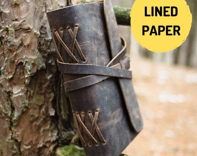 LEATHER JOURNAL With Lined Paper 7x5 Soft Rustic Leather Bound Journal for Men and Women Travel