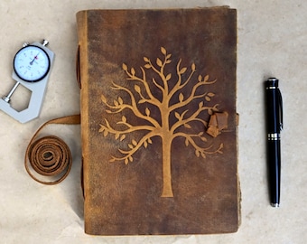 Leather Journal - Vintage Tree Notebook - leather bound handmade Paper - Journal for Women Men - Perfect gift - Husband Wife Sister Brother