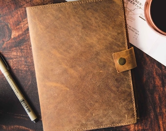 Refillable Leather Journal | Premium Lined A5 Notebook Cover | Ruled Writing Pages | Leather Bound Journals for Men & Women, Travel Gift