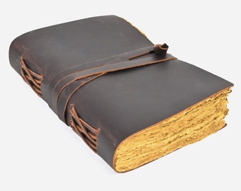 Leather Journal – Vintage Leather Journal – Book of Shadows – Leather Bound  Sketchbook – Antique Vintage Deckle Edge Handmade Paper
