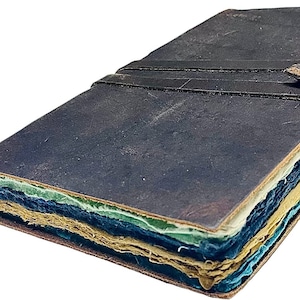 SCRAPBOOK EN CUIR pour femmes et hommes, journal vintage avec reliure en cuir, bordure colorée 240, journal de voyage, carnet de notes fantaisie