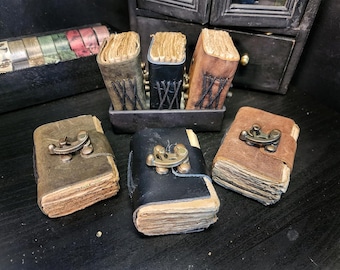 Mini Leather Journals [Set of 3] - Tiny Vintage Scrapbooks, small Pocket Artist Sketchbook, gift for artists, writers and scrapbooking gifts