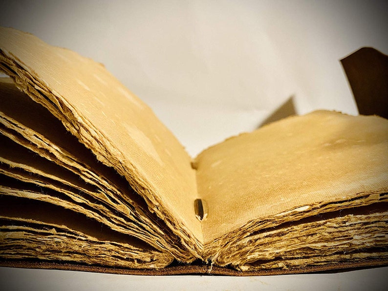 Puede incluir: Un diario de estilo vintage encuadernado en cuero con p&aacute;ginas envejecidas y amarillentas. El diario est&aacute; abierto, revelando las p&aacute;ginas y un marcap&aacute;ginas de metal.