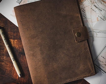 Refillable Leather Journal | Premium Lined A5 Notebook Cover | Ruled Writing Pages | Leather Bound Journals for Men & Women, Travel Gift
