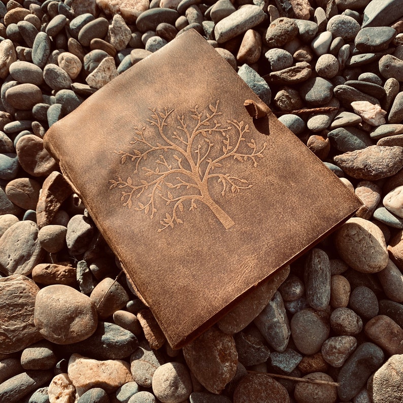 Leather Journal Tree of Life Unlined Diary Notebook Etsy