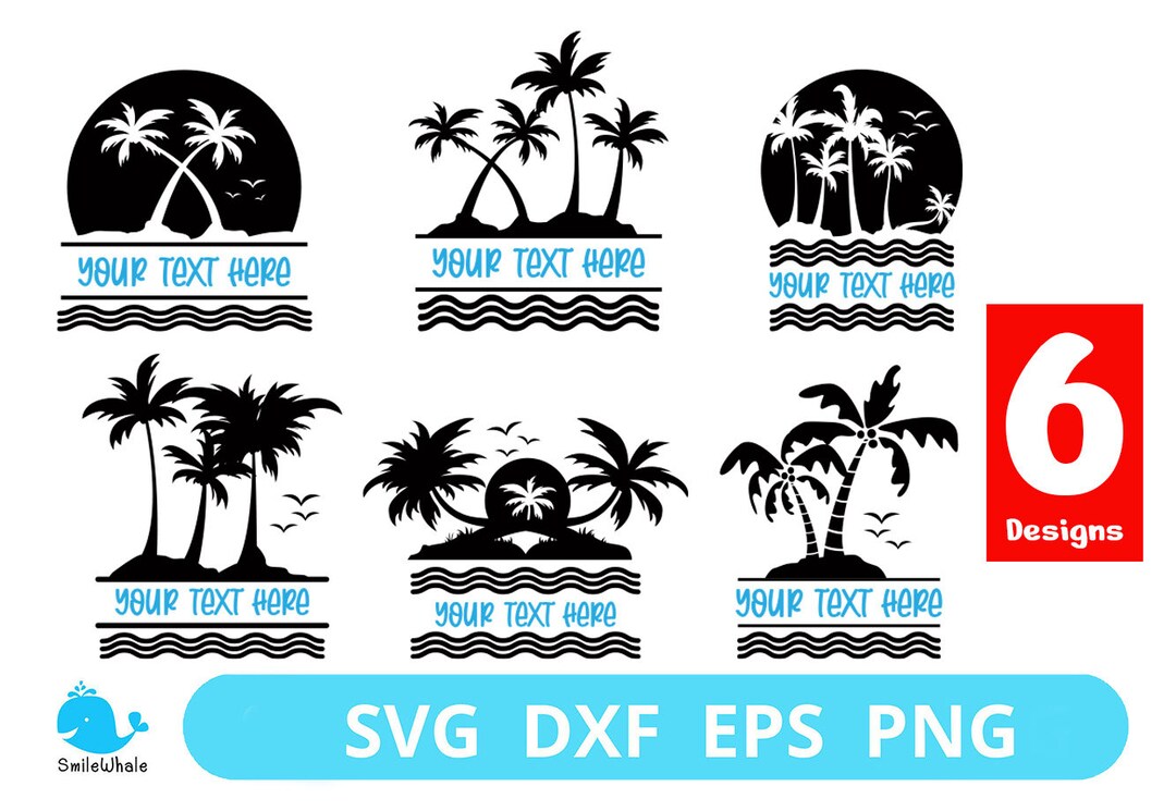 Palm Tree Svg , Split Frame, Cut Files, Digital Download, Cutting File ...