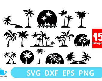 May include: A set of 15 black and white palm tree silhouette designs. The designs are perfect for crafting, scrapbooking, and other creative projects.