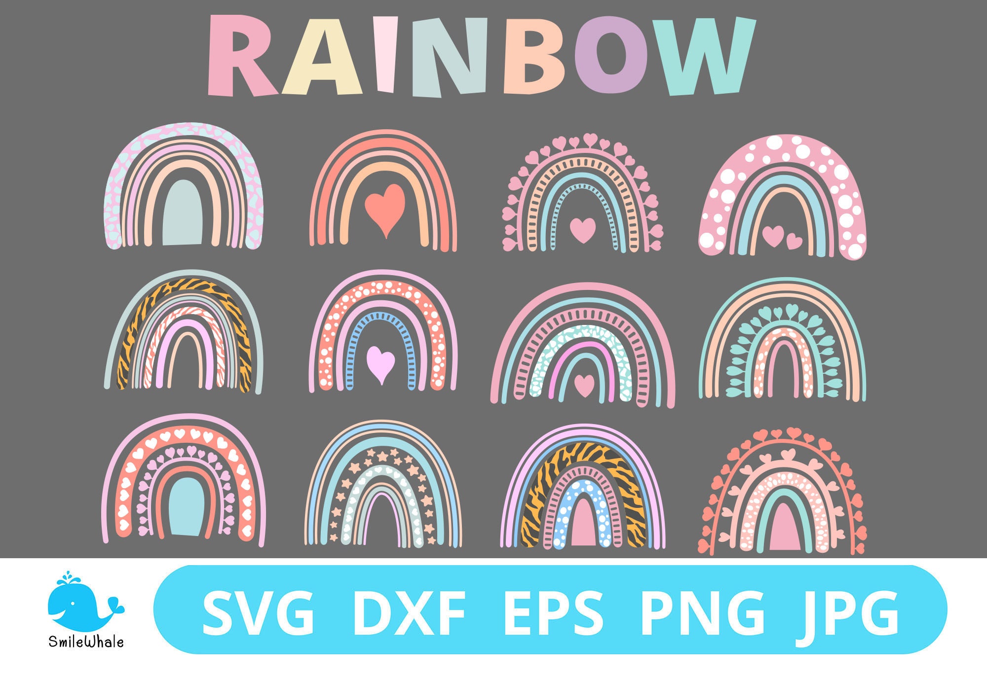 Rainbow SVG Rainbow Cut File Rainbow Bundle Svg Digital - Etsy