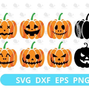 Calabaza de Halloween Béisbol SVG, Archivo digital, Béisbol Halloween png, Archivo de corte, Clip art