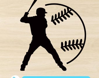 Baseball Player SVG, Baseball SVG, Softball Player, Baseball Silhouette, Baseball Cut Files for Cricut