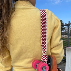 Toadstool red and white polka dot Roller Skate Leash, Adjustable Roller Skate Sling Skate Carrier roller skate strap, roller skate gift