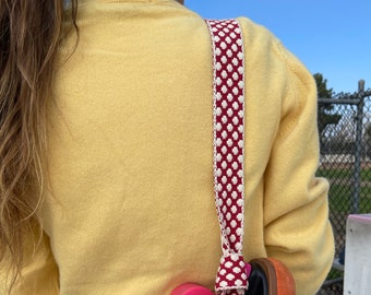 Toadstool red and white polka dot Roller Skate Leash, Adjustable Roller Skate Sling Skate Carrier roller skate strap, roller skate gift