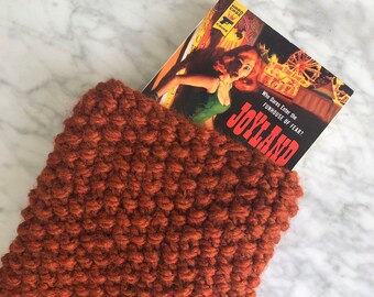Fall Red Knit Book Sleeve | Paperback, Hardcover, iPad, Kindle Paperwhite Case, book sleeve, book lover gift, knitted, handmade gift