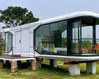 Fully furnished Tiny Home Capsule (40ft) with FULL BATH + Balcony!