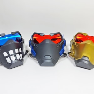 Máscara de Soldado 76 OW Soldado 76 Capacete Meio Rosto Fantasia de Soldado Cosplay, Presente Feito à Mão Personalizado, Halloween, Adereço de Videogame Vestível