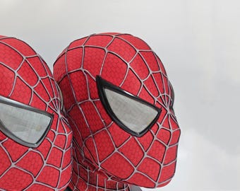 Sam Raimi Spiderman Mask Cosplay Mask With Removable Eyes 3D Rubber Web Cosplay Costume，Customized Handmade Gift，Wearable Movie Prop