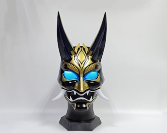 Genshin Impact Xiao Mask Genshin Mask Xiao Mask Genshin Cosplay Costume，Customized Handmade Gift，Halloween，Wearable Video Game Prop