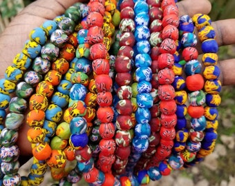 Black and Red round beads 1x0 22 Recycled Glass Beads AvidKrafts Ghana Krobo Glass beads 1315mm diameter African beads