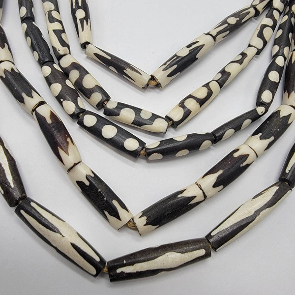 African Tube Batik Bone Bead, Bone Beads