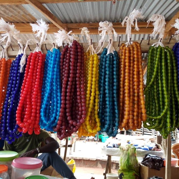 Frosted Recycled Ghana Glass beads