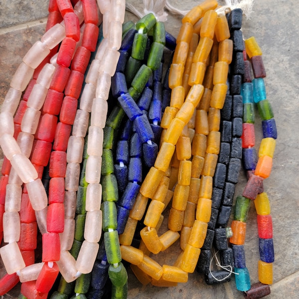 Cuboid African Glass Beads, Boho Beads