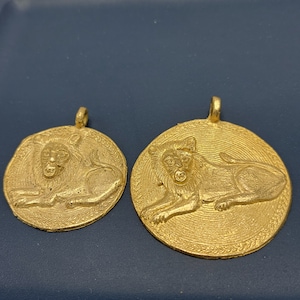 Lion Brass Pendant, African Brass Beads