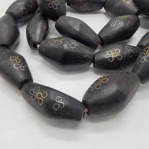 25 Ebony Wood Beads, African Wooden Beads